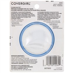 Covergirl, Clean Matte, компактная пудра, оттенок 555 «Мягкий медовый», 10 г (0,35 унции)