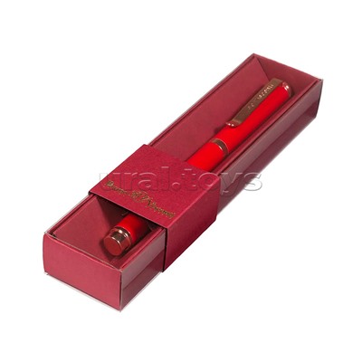 Ручка в футляре "Venezia Classico" 1,0 мм, синяя (красный корпус, красная коробка)