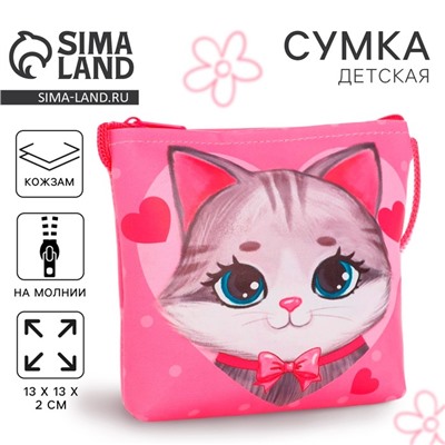 Сумка-кошелёк, для девочки через плечо «Добрый котик», 13×13×2 см