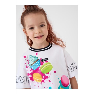 Комплект трикотажный для девочек: фуфайка (футболка), шорты PLAYTODAY, 1240326