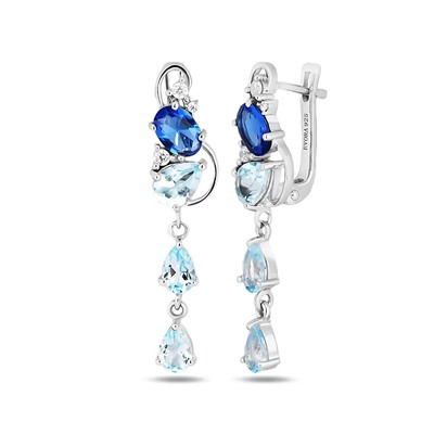 Серьги, танзанит выращ. , топаз, Мальта