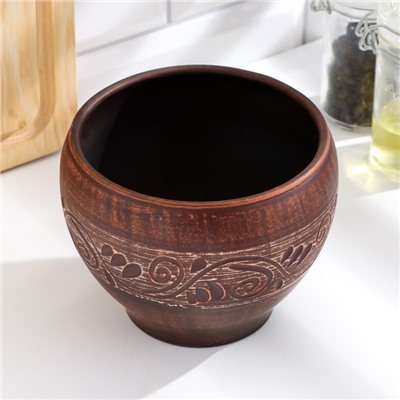 Горшок для жаркого «Ангоб», 700 мл, красная глина