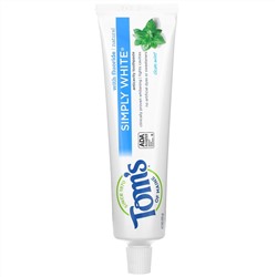 Tom's of Maine, Simply White Anticavity Toothpaste with Fluoride, Clean Mint, 4.7 oz (133 g)