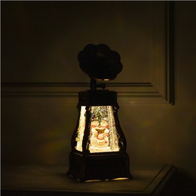 Светодиодная фигура «Граммофон со снеговиками» 11×28×11 см, пластик, батарейки ААх3 (не в комплекте), USB, свечение тёплое белое