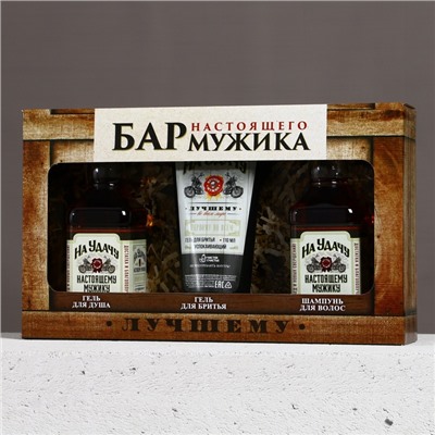 Подарочный набор «На удачу», гель для бритья 110 мл, гель для душа и шампунь для волос виски, 2×250 мл, Чистое счастье