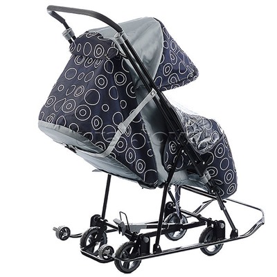 Санки-коляска Снежинка универсал-1 (круги на черном)