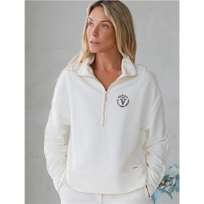 Джемпер с воротом на молнии из премиального футера двухнитки с эластаном