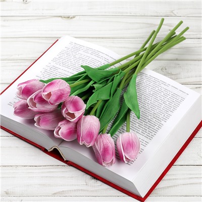 Цветок искусственный Тюльпан 30 см бело-сиреневые / 1205 /уп 10/200/1200/ латэкс