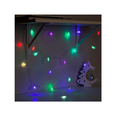 Гирлянда «Нить» 3 м с насадками «Снежинки малые», IP20, прозрачная нить, 20 LED, свечение мульти (RG/RB), мигание, USB