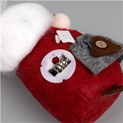 Светодиодная фигура «Гном красный в колпаке» 12×22×11 см, текстиль, батарейки AG10×3 (в комплекте), свечение тёплое белое