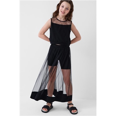 Комплект трикотажный для девочек: фуфайка (футболка), юбка-шорты PLAYTODAY, 1240339