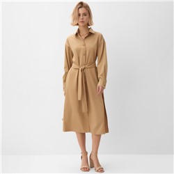 Платье миди женское MINAKU: Casual collection, бежевое, размер 50