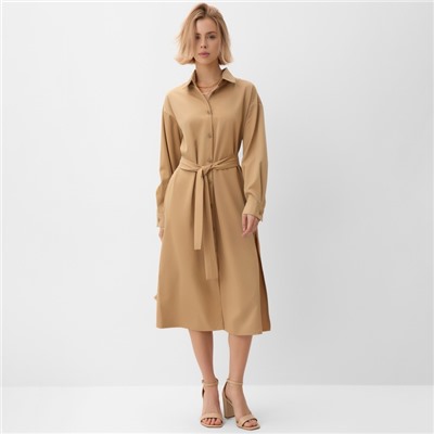 Платье миди женское MINAKU: Casual collection, бежевое, размер 50