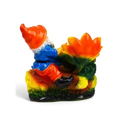 Садовая фигура из гипса «Гном с лягушкой на бревне», 25×12×26 см