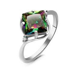 Кольцо из серебра мистик кварц, Гликерия