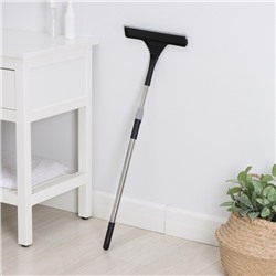 Окномойка с насадкой из микрофибры Raccoon, гибкая, стальная телескопическая ручка, 28×2.5×80(117) см, чёрная