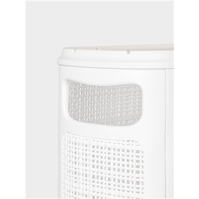 Плетёная корзина для белья с крышкой «Лён», 60 л, 43×20×80 см, белая