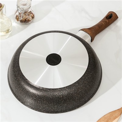 Сковорода KUKMARA Granit Ultra original, d=26 см, пластиковая ручка, антипригарное покрытие, алюминий, тёмно-коричневая