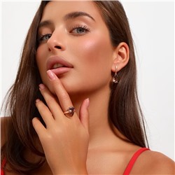 Комплект ювелирная бижутерия коллекция  "Дубай" серьги и кольцо 17 р, покрытие: позолота, вставка: фианит, цвет: бежево-коричневый, арт.313.084-17