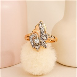 Кольцо 17 р ювелирная бижутерия коллекция "Дубай", покрытие позолота, вставка: фианиты, цвет: прозрачный, арт.314.944-17