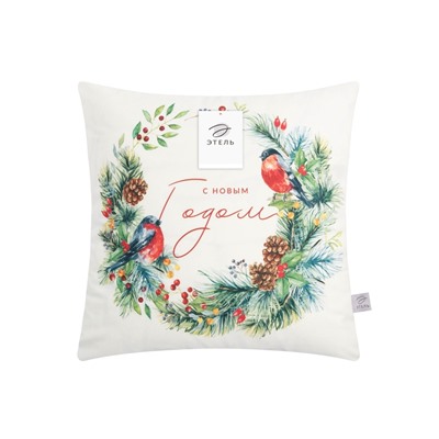 Наволочка декоративная новогодняя «Этель. Венок», 40×40 см, велюр