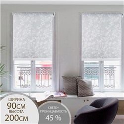 Штора рулонная «Цветенье», 90×200 см, с учётом креплений 3.5 см, серая