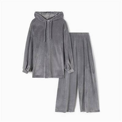Костюм женский (толстовка, брюки) KAFTAN Plushy, размер 40-42, серый
