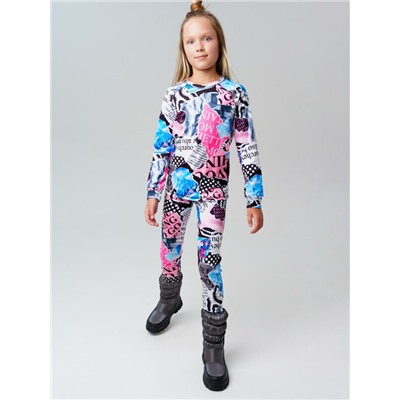 Термокомплект трикот. для девочек: фуфайка (футболка) с длин. рук, брюки