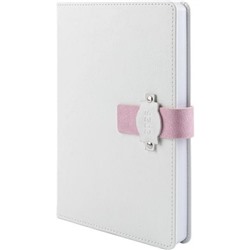 Ежедневник 2026 г. А5 352 стр. "БОЛОНЬЯ" белый+розовый, застежка-хлятик 310160 Alpha-Trend