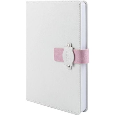 Ежедневник 2026 г. А5 352 стр. "БОЛОНЬЯ" белый+розовый, застежка-хлятик 310160 Alpha-Trend