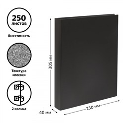 Папка пластиковая 2 кольца 40мм ММ-32176 черная 500мкм Стамм