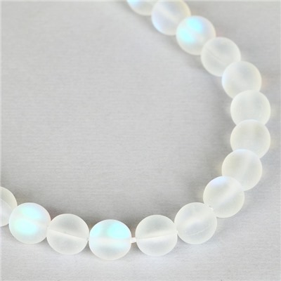 Бусины из натурального камня «Кошачий глаз», набор 46 шт., размер 1 шт. — 8 мм, матовый белый