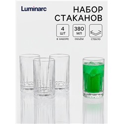 Стаканы Luminarc «Чикаго», 380 мл, набор 4 шт., стекло, прозрачные