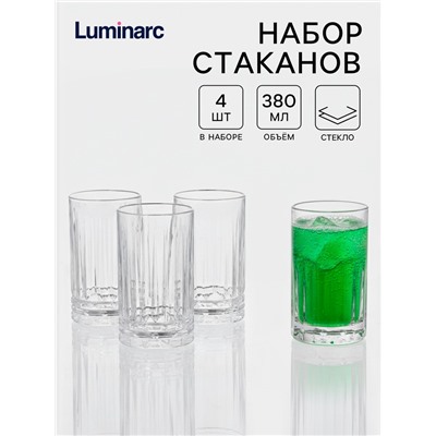 Стаканы Luminarc «Чикаго», 380 мл, набор 4 шт., стекло, прозрачные