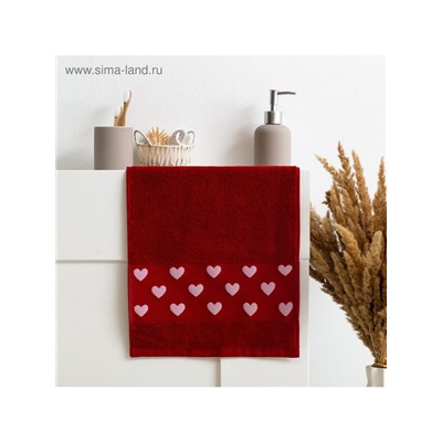 Полотенце махровое «Этель. Это любовь», 30×60 см, 100% хлопок, бордовое