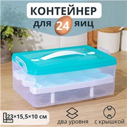 Контейнер для яиц, 24 ячейки, двухуровневый, пластик, МИКС