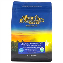 Mt. Whitney Coffee Roasters, органический кофе из Перу без кофеина, средней обжарки, зерновой, 340 г (12 унций)