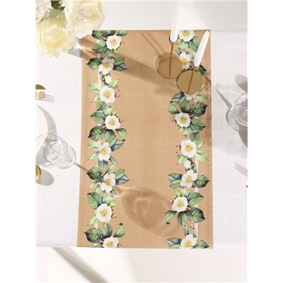 Дорожка на стол Этель Camellia 40×146 см, 100% хлопок, саржа 190 г/м², бежевая