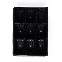 Кассета для рассады, 18×13.5×5.5 см, 9 ячеек, ячейка 100 мл, пластиковая, чёрная, набор 20 шт.