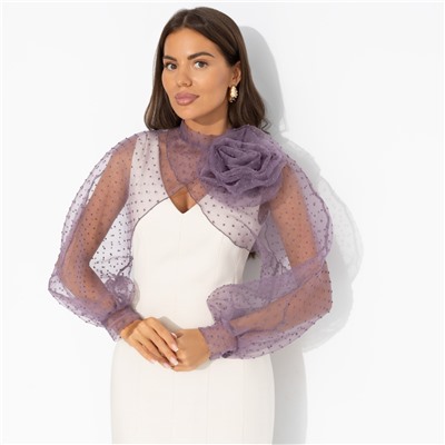 Болеро нарядное со съемным декором, Деловой взгляд (сиреневое, с брошкой)