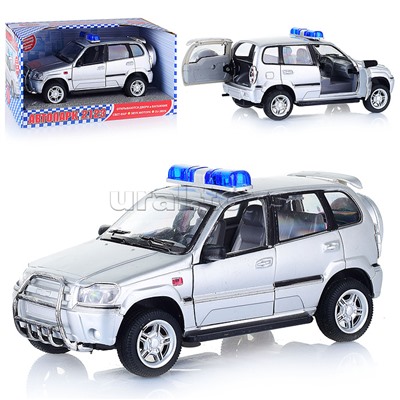 Машина "Автопарк" серебристая, на батарейках, в коробке