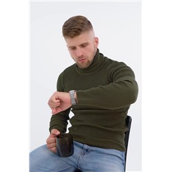 Мужской свитер в рубчик с высоким воротом Happyfox