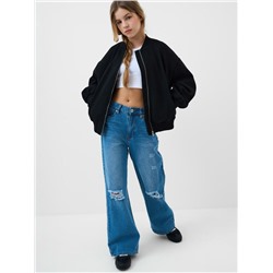 Брюки текстильные джинсовые для девочек