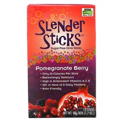 Now Foods, Real Food, Slender Sticks, со вкусом граната и ягод, 12 стиков, по 4 г (0,14 унции)
