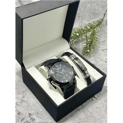 Подарочный набор для мужчины часы и браслет + коробка #22862675