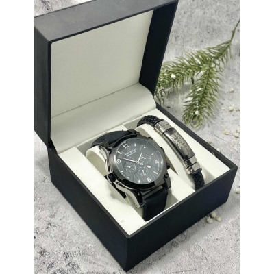 Подарочный набор для мужчины часы и браслет + коробка #22862675