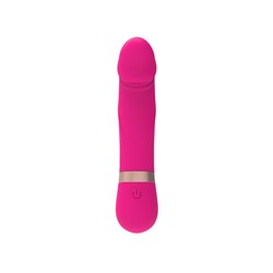 Розовый мини-вибратор с загнутой головкой Dildo Vibe - 11,7 см.
