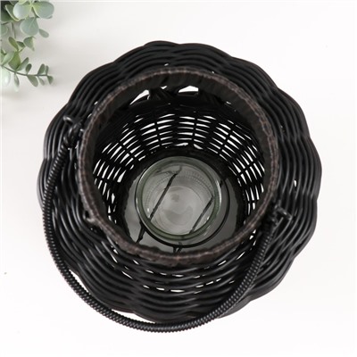 Подсвечник - фонарь на 1 свечу «Корзинка», пластик, чёрный, 30×21×21 см