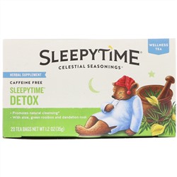 Celestial Seasonings, Sleepytime, чай для хорошего самочувствия, детокс, без кофеина, 20 чайных пакетиков, 35 г (1,2 унции)
