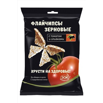 Флайчипсы зерновые с томатом и оливками 40г ЭКОПРОДУКТЫ, 1194115